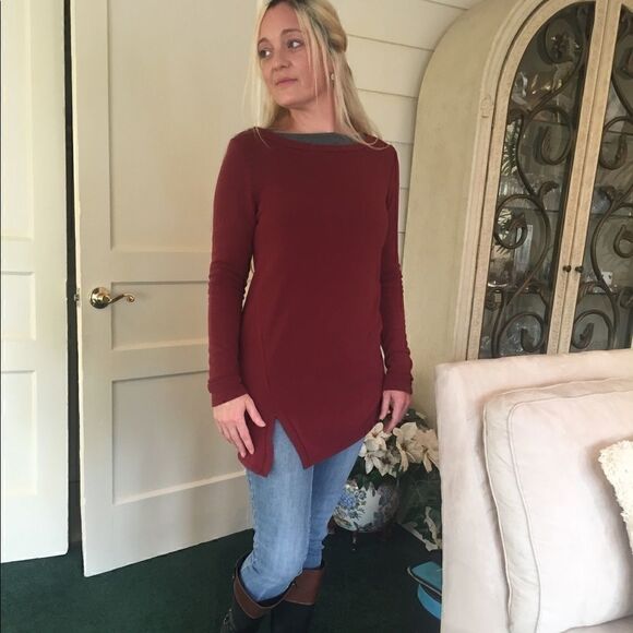 Burgundy Fall Knitted Sweater   - Picture 3 of 8